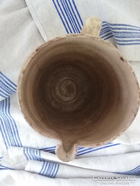 Antique earthenware jug - folk style / 1 l