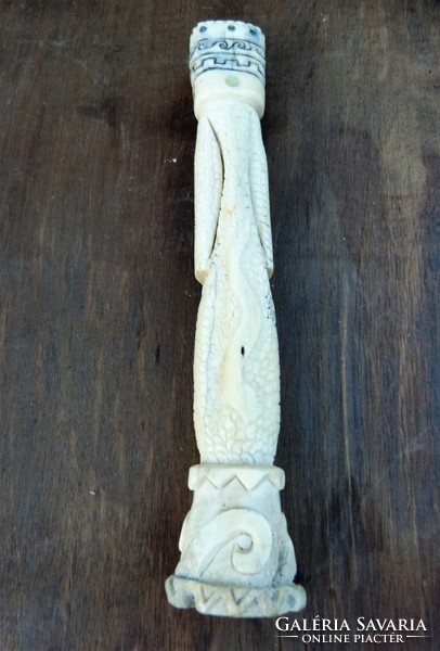 Inca bone, wooden Buddha, wooden samurai / statue.