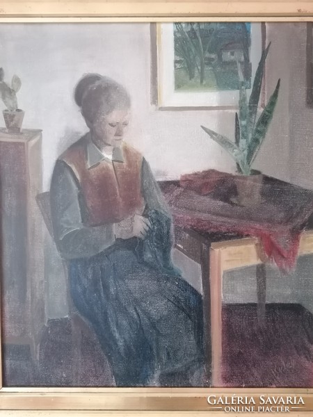 Jenő Keleti Id. (1920-1998): sewing woman