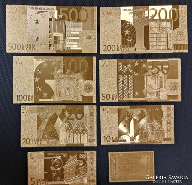 24-carat gold-plated euro banknote, replica