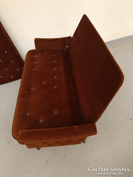 Retro fémvázas kanapé fotel krómozott barna kárpitozott bútor átkárpitozásra 681 7480