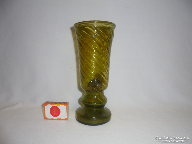 Régi üveg váza domború díszekkel - 20,5 cm