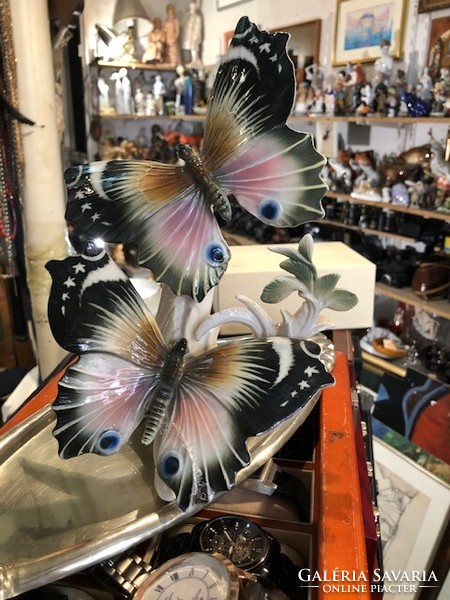 Ens porcelain butterfly pair. Flawless, marked. 24X15x15 cm