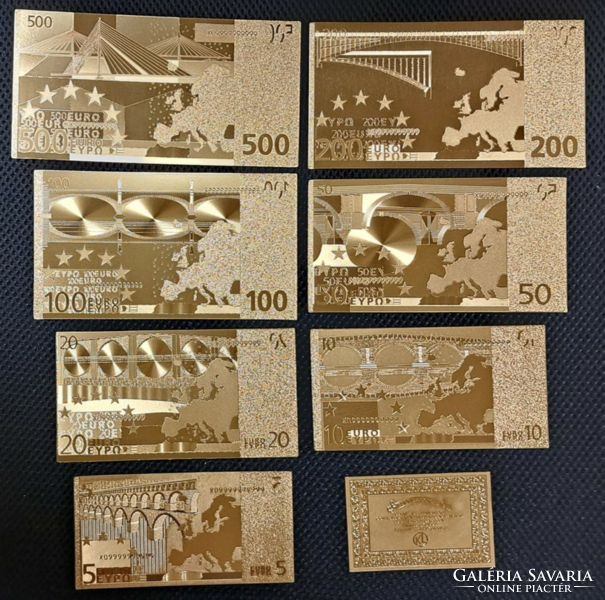 24 karátos aranyozott Euró sor bankjegy, replika