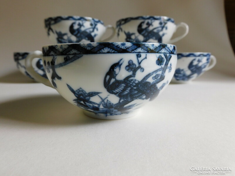 Old Japanese lithophane eggshell porcelain tea cup with bird decor