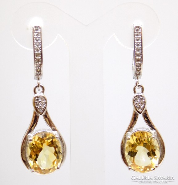 Silver dangling earrings with citrine stones (zal-ag107478)