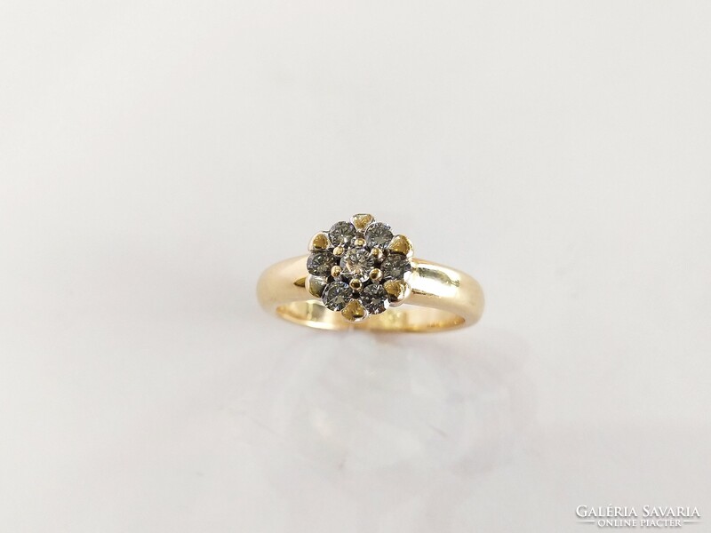14K. 7 Pcs. Women's gold ring with diamond, brill stone christ (no.: 36)