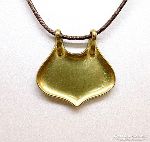 Handmade bronze pendant with textile chain (zal-r75302)