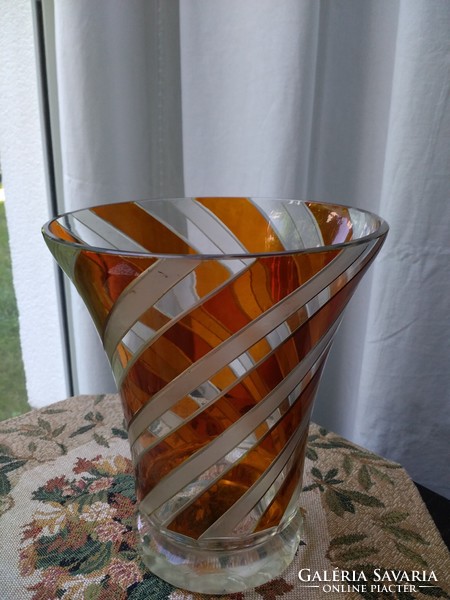 Bohemia crystal sandblasted, polished vase