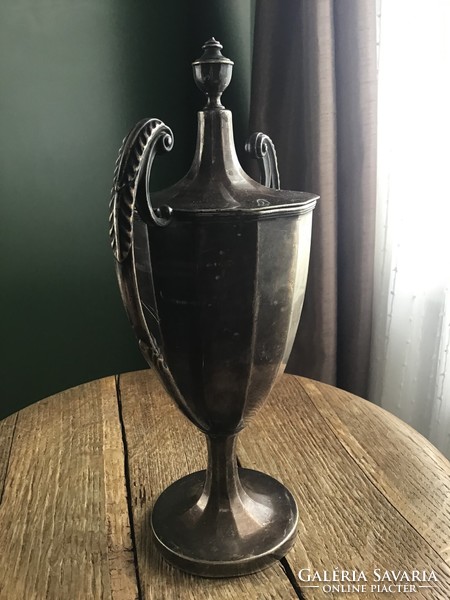Antique silver-plated goblet with lid