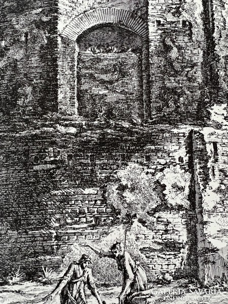 F. Piranesi: Vedita del Tempio művésznyomat rézkarc , rézmetszet