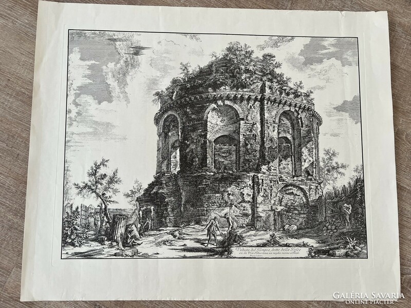 F. Piranesi: vedita del tempio art print, copper engraving