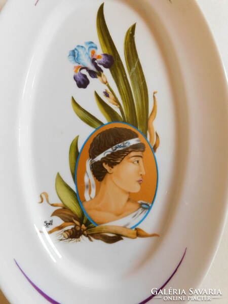Stone cartilage hand-painted iris bowl with ancient Roman portrait 24.5 Cm