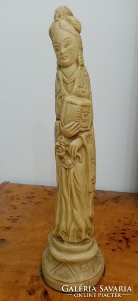 Vintage carved Japanese grease stone geisha