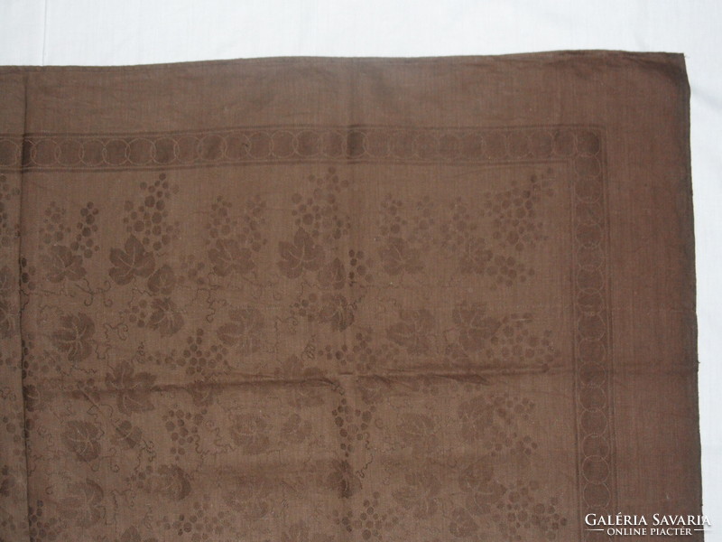 Damask brown vintage tablecloth, tablecloth (130 x 126 cm)