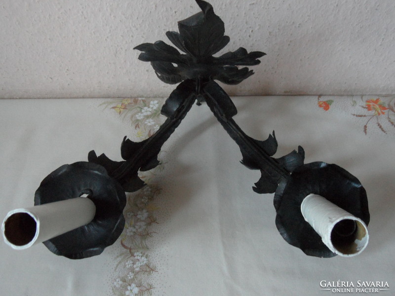 Wrought iron two-arm wall bracket, wall lamp