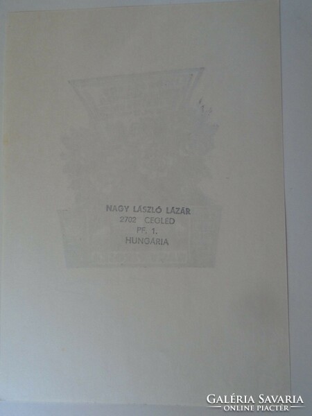 D195886 ex libris - Kek meeting Pécs - big red card - 1982 big László Lázár 1935-2019