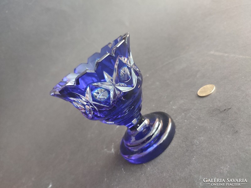 Blue polished glass crystal goblet, vase - ep