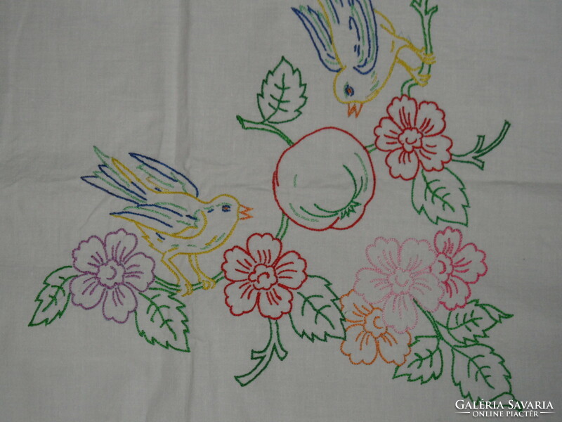 Older hand-embroidered bird tablecloth