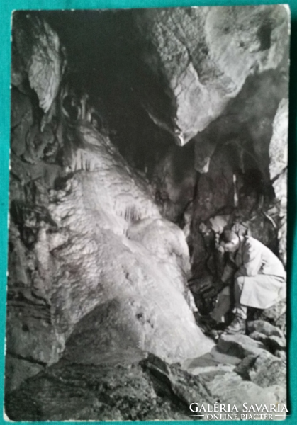 Aggtele-Jósvafő, Baradlabarlang, Cseppkőzuhatag, használt képeslap, 1957