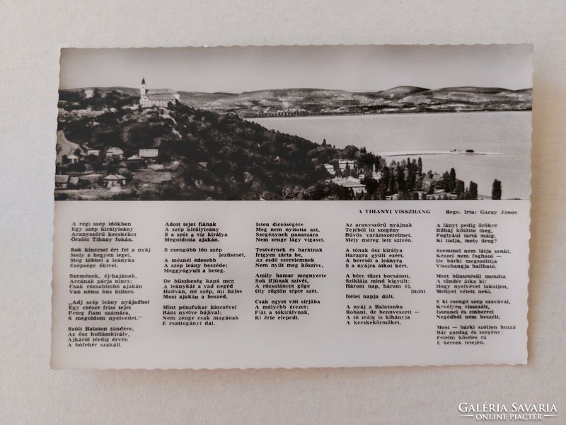Old postcard Tihany skyline echo