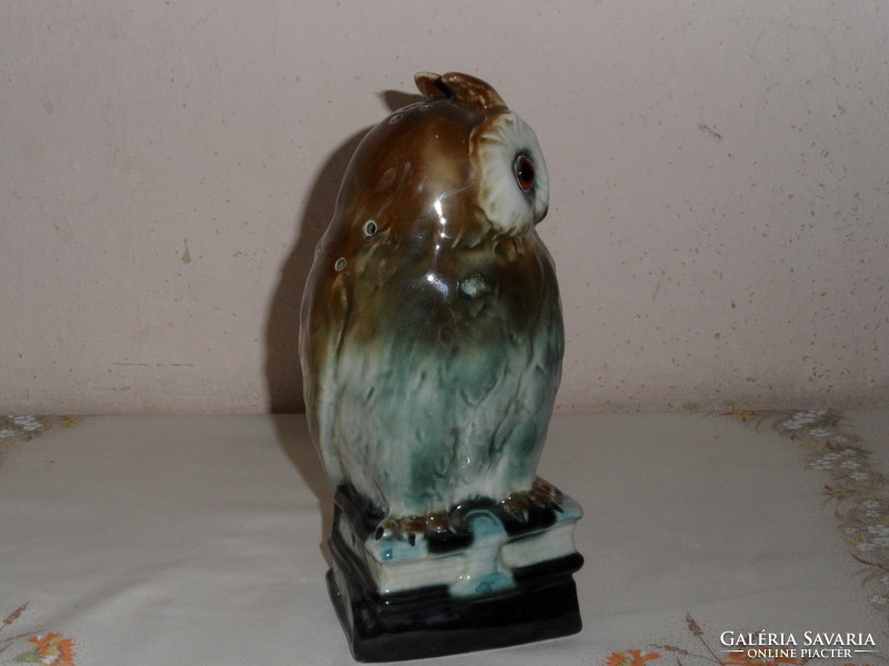 Old German porcelain owl table lamp, figurine