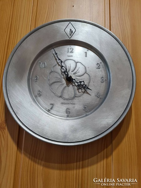 Pewter wall clock with original Hermle clockwork