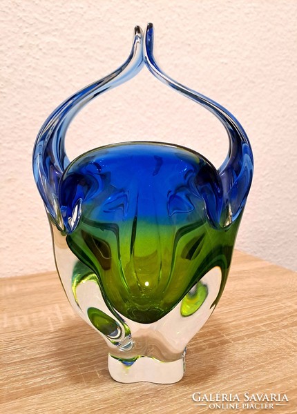 Glass vase of a special color and shape, 25 cm
