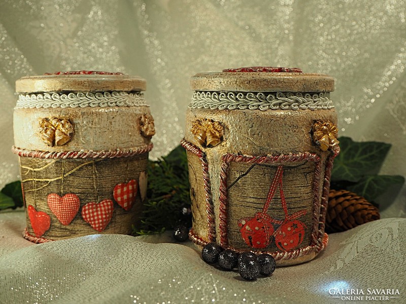 Christmas rustic glass container
