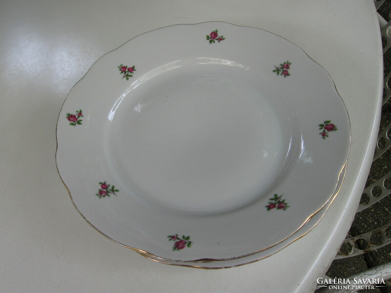 Old mz small burgundy rose flat plates