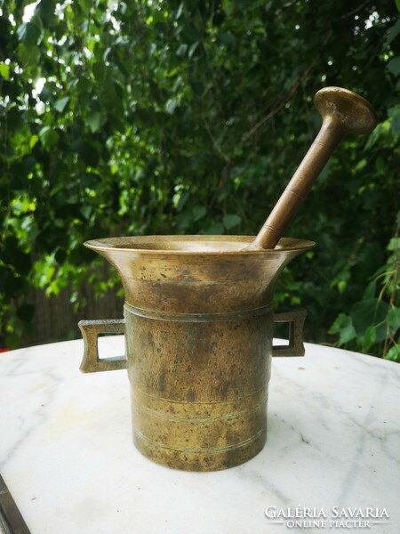 Antique special rare interesting copper mortar larger size. Kitchen gastronomy. 2.23 Kg