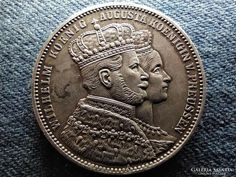 Poroszország Vilmos és Auguszta koronázása .900 ezüst 1 tallér 1861 A (id65363)