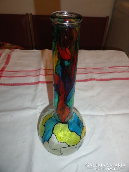 Színes festett üveg váza