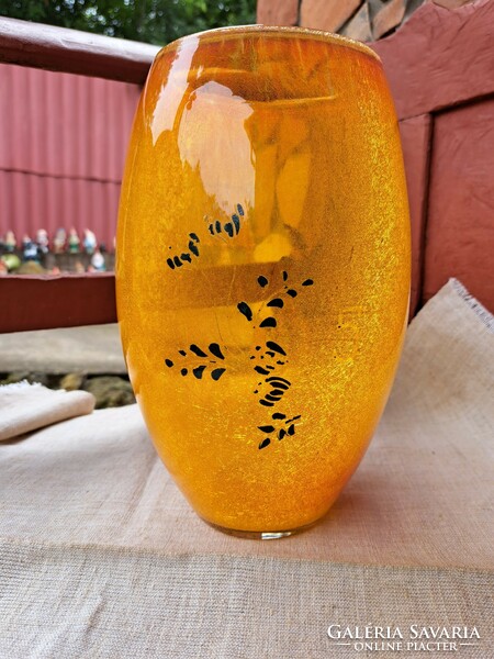 Collectors of rare cracked veil glass veil karcagi berekfürdő glass yellow vase