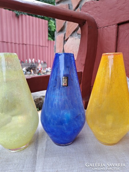 Yellow blue vases vase cracked beautiful veil glass veil Carcagi berek bath glass