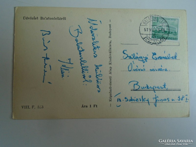 D196151 balaton balatonlelle old postcard - 1957