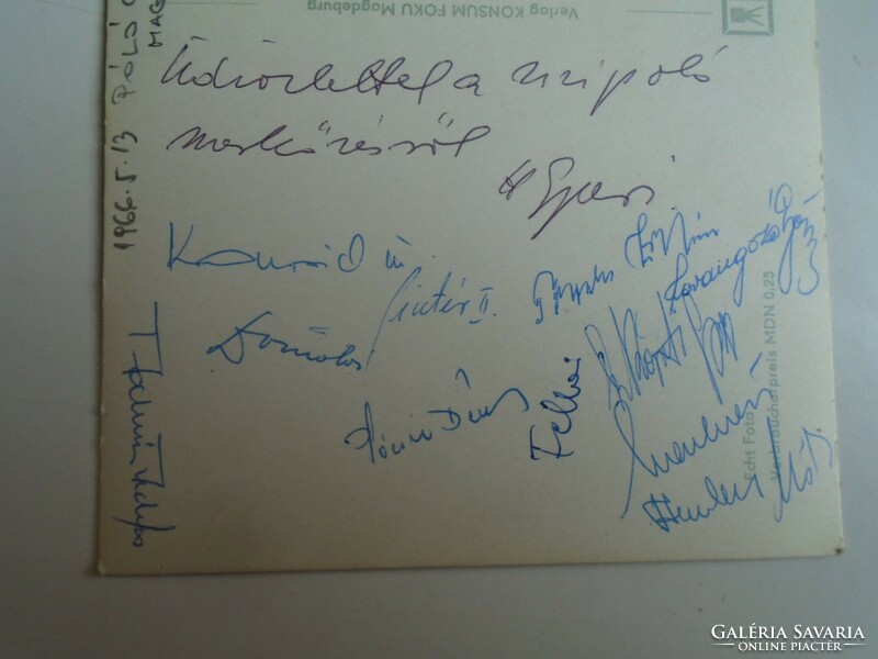 H33.10 Postcard signed by the Hungarian water polo team Magdeburg 1966 - György Aulich