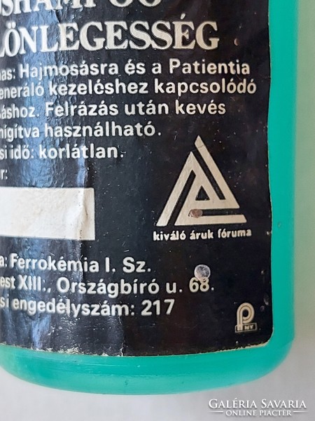 Régi Patientia hajsampon retro flakon Kiváló Áruk Fóruma logóval