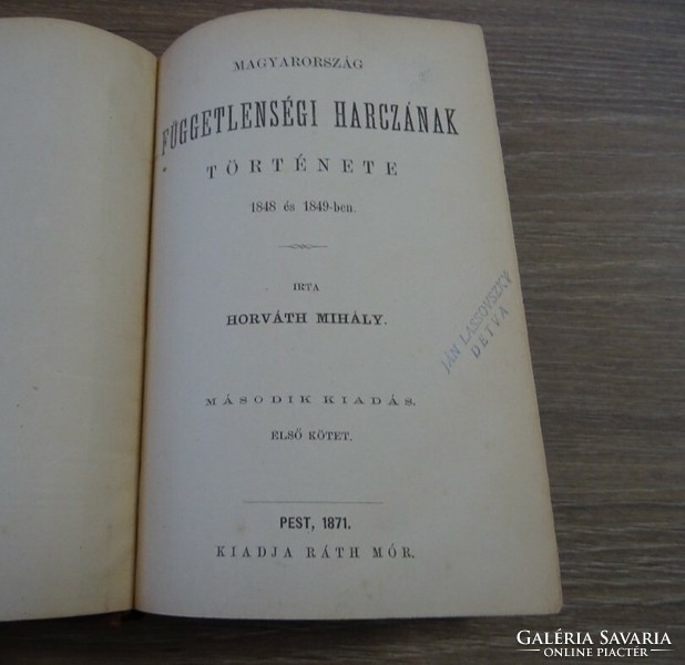 Mihály Horváth: the history of Hungary's struggle for independence 1848-1849 original binding 1871-72 ráth m
