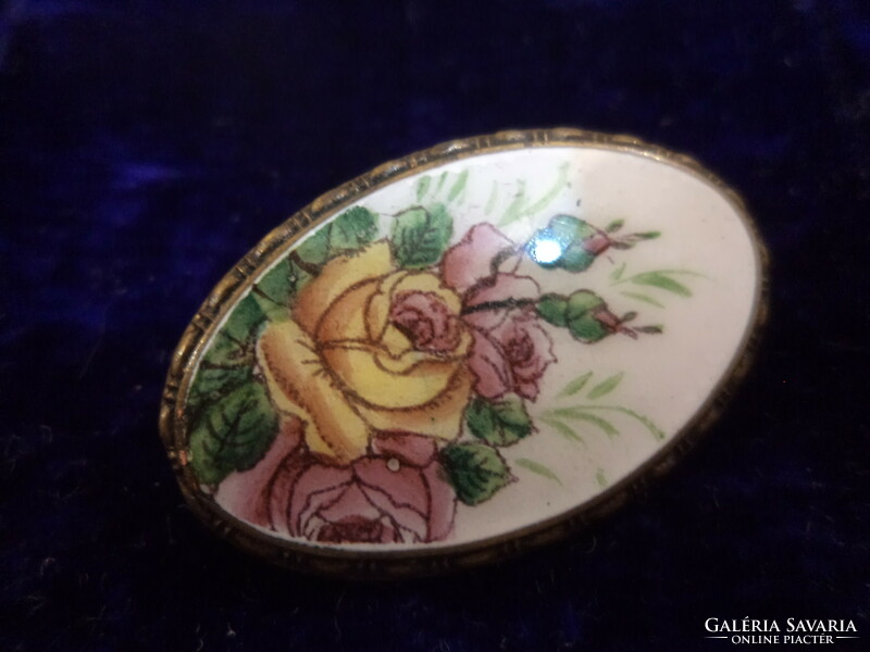 Hand painted porcelain brooch pin