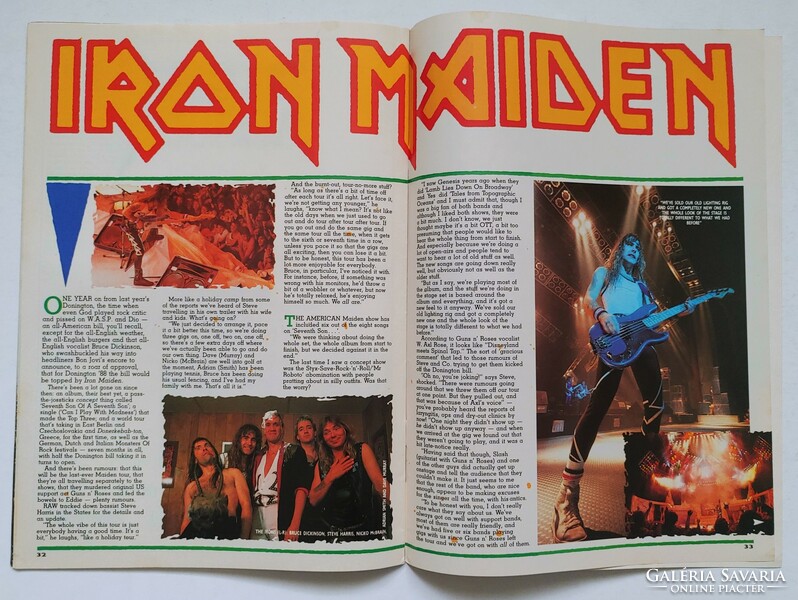 Raw magazine 88/8 show issue iron maiden kiss helloween guns n roses megadeth monsters of rock
