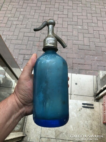 Soda bottle, blue, liter, in old scratch-free condition.