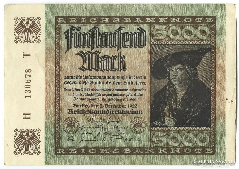 5000 Mark 1922 hakensterne watermark Germany 2.