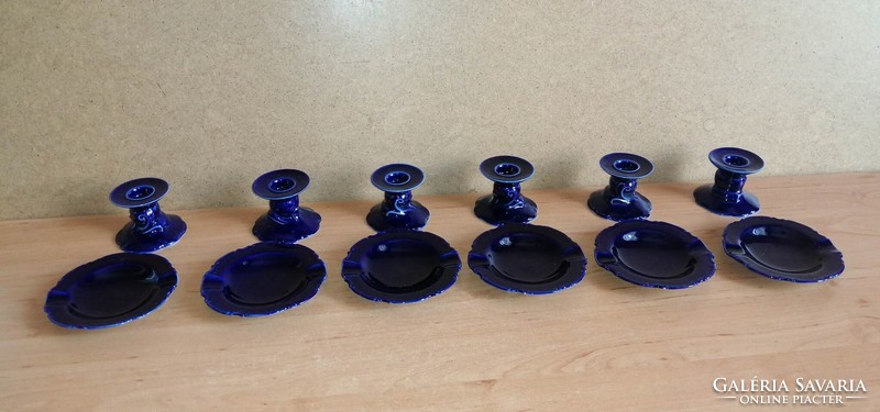 Blue ceramic candle holder with ashtray 6-6 in one (26/d)