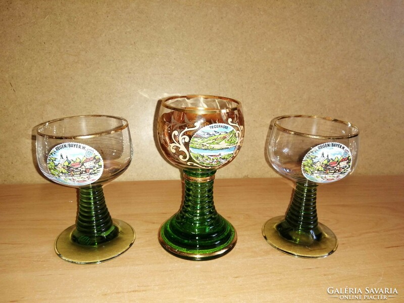 Gilded, green base glass tegernsee and regen/bayer.W. Memory glass 3 pieces in one (6/k)