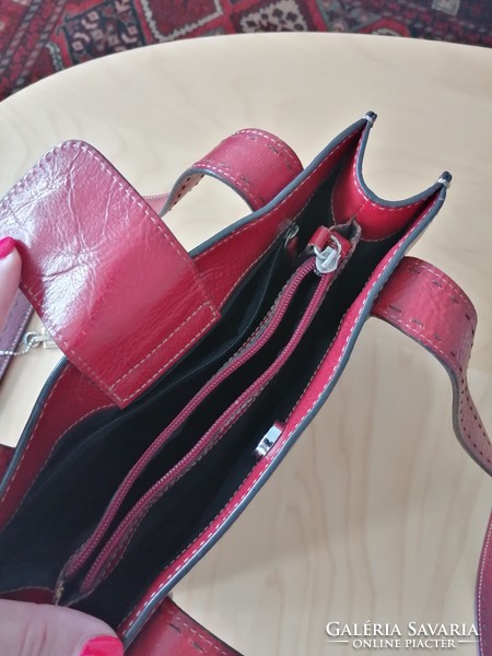 Marhabőr bordó-piros női táska