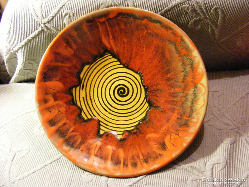 Retro applied art ceramic wall bowl 29 cm