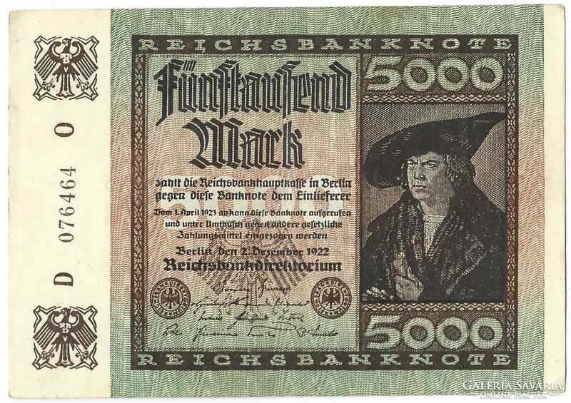 5000 Mark 1922 hakensterne watermark Germany 3.