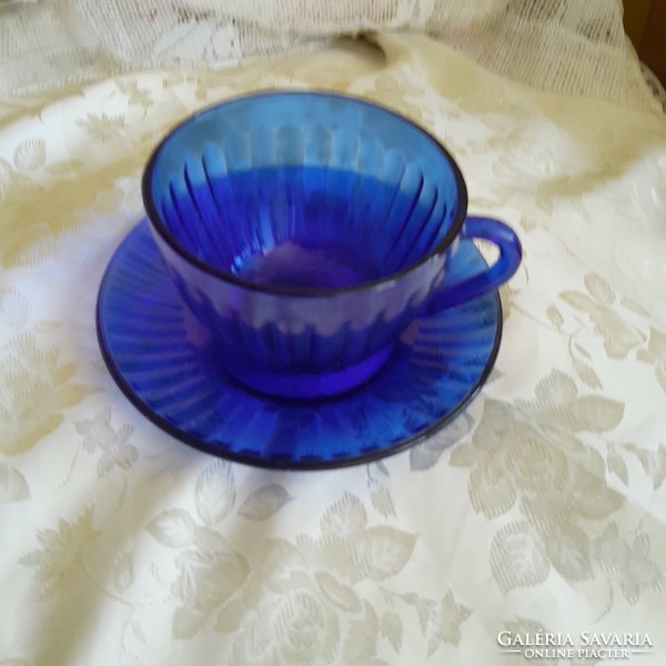 Blue glass tea cup