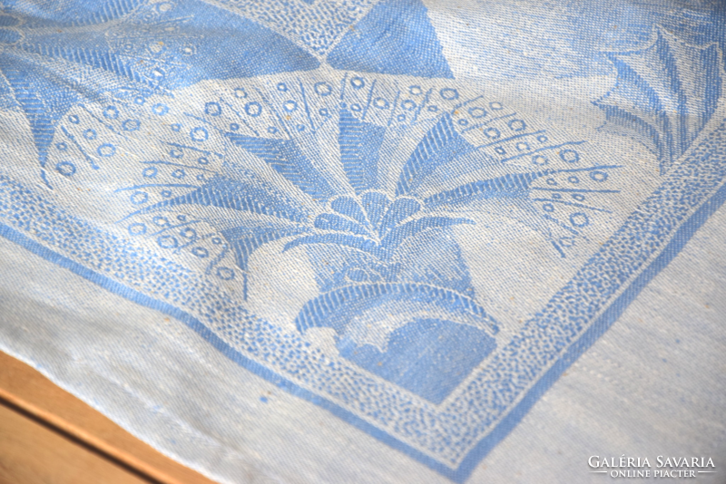 Never used art deco old festive large damask tablecloth tablecloth tablecloth flower pattern 134 x 124